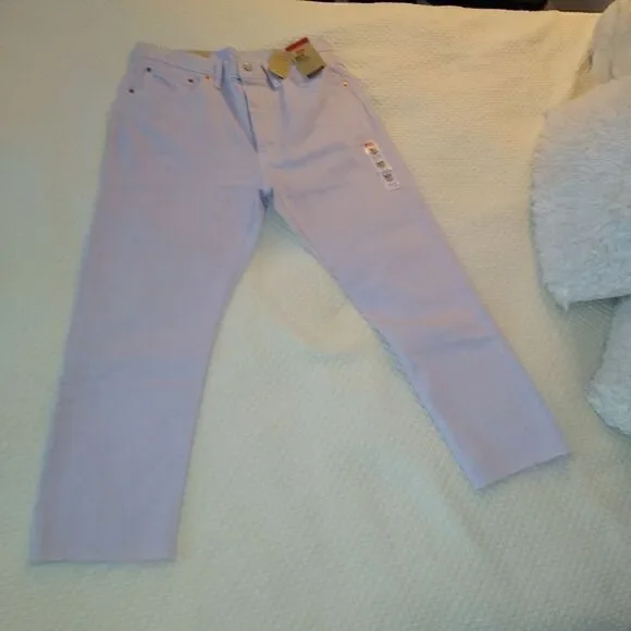 NWT Levy's 501 32x26 lilac cropped straight leg jeans - Picture 12 of 14